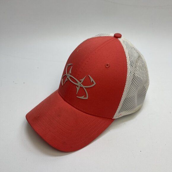 Under Armour Fish Fitted Mesh Back Trucker Hat Pink L/XL UA Pro Fit Outdoor - Picture 2 of 14